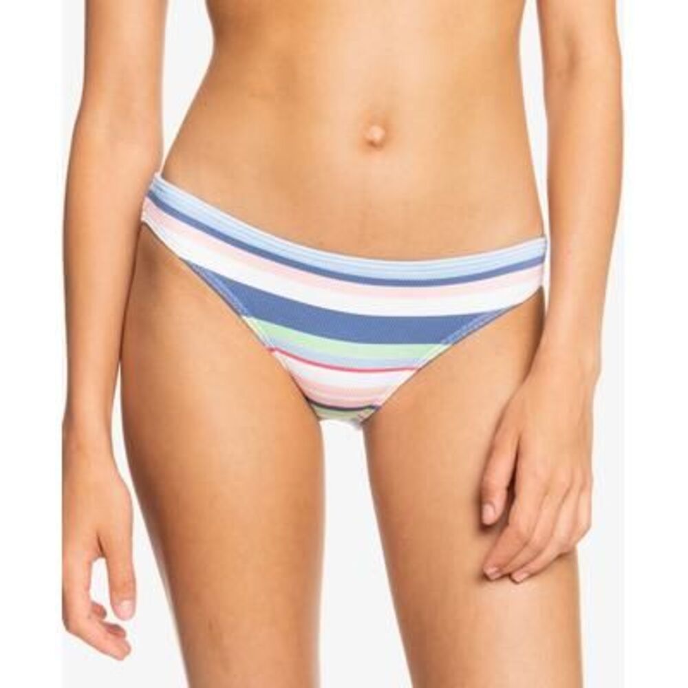Roxy Line Up Bikini Bottoms In Bright White The Line Up Stripe L